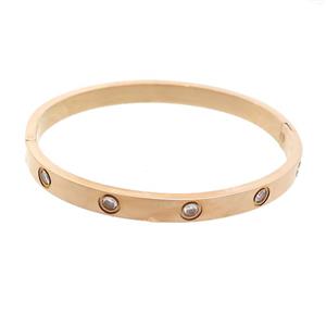Stainless Steel Bangle Pave Rhinestone Rose Gold, approx 6mm, 50-58mm dia [SSB2474]
