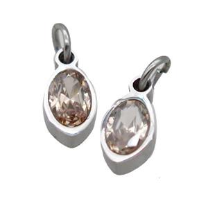 Raw Stainless Steel Eye Pendant Pave Champagne Zircon, approx 4x6mm [SSB2510]