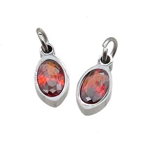 Raw Stainless Steel Eye Pendant Pave Orange Zircon, approx 4x6mm [SSB2516]