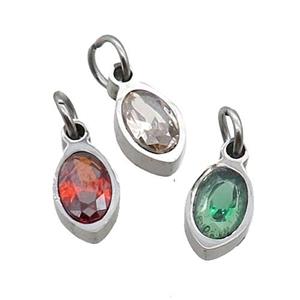 Raw Stainless Steel Eye Pendant Pave Zircon Mixed, approx 4x6mm [SSB2517]