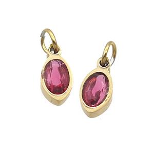 Stainless Steel Eye Pendant Pave Red Zircon Gold Plated, approx 4x6mm [SSB2522]