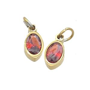 Stainless Steel Eye Pendant Pave Orange Zircon Gold Plated, approx 4x6mm [SSB2523]