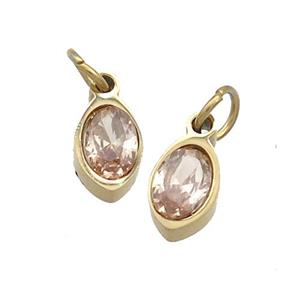 Stainless Steel Eye Pendant Pave Champagne Zircon Gold Plated, approx 4x6mm [SSB2524]