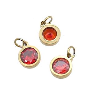 Stainless Steel Pendant Pave Ornage Zircon Circle Gold Plated, approx 6mm [SSB2565]