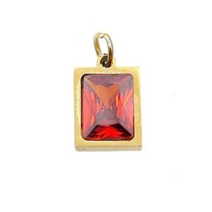 Stainless Steel Rectangle Pendant Pave Orange Zircon Gold Plated, approx 6x8mm [SSB2603]
