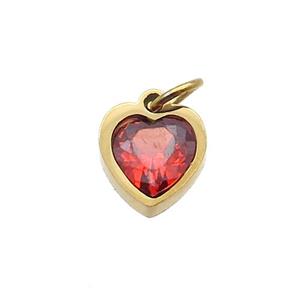 Stainless Steel Heart Pendant Pave Orange Zircon Gold Plated, approx 6x6mm [SSB2653]