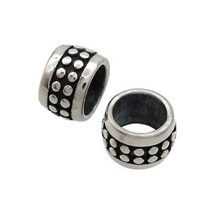 Stainless Steel Barrel Beads Large Hole Antique Silver, approx 6x9mm, 6mm hole [SSB2684]