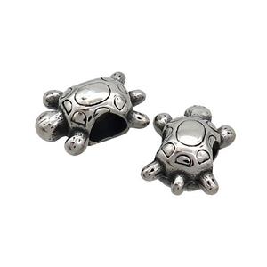 Stainless Steel Beads Tortoise Large Hole Antique Silver, approx 10-15mm, 4mm hole [SSB2687]