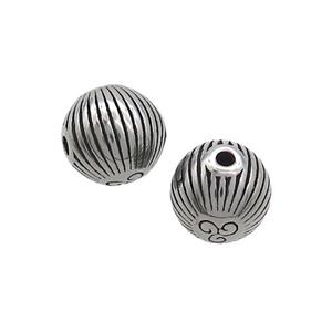 Stainless Steel Beads Round Antique Silver, approx 9mm [SSB2689]