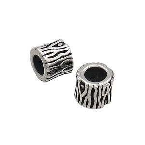 Stainless Steel Tube Beads Large Hole Antique Silver, approx 6-7mm, 4mm hole [SSB2692]