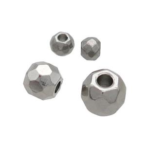 Raw Stainless Steel Beads Faceted Round, approx 3mm [SSB2697-3MM]