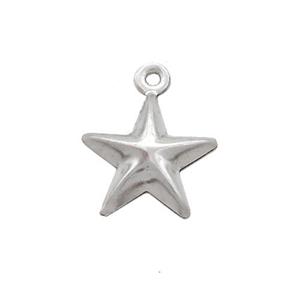 Raw Stainless Steel Star Charm Pendant, approx 11mm [SSB2713]