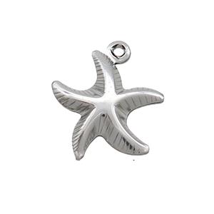 Raw Stainless Steel Starfish Charm Pendant, approx 14mm [SSB2717]