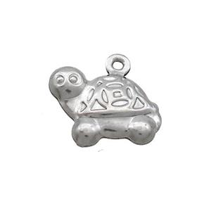 Raw Stainless Steel Tortoise Charm Pendant, approx 12-13mm [SSB2725]