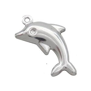 Raw Stainless Steel Dolphin Charm Pendant, approx 14-18mm [SSB2734]