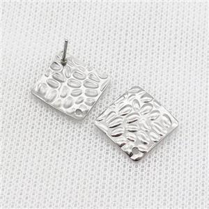 Raw Stainless Steel Stud Earrings, approx 14x14mm [SSB2744]