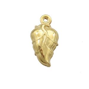 Stainless Steel Leaf Pendant Gold Plated, approx 8-12mm [SSB2775]