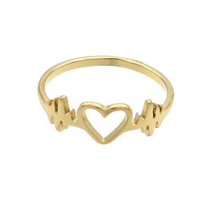 Stainless Steel Heartbeat Rings Gold Plated, approx 6mm, 18mm dia [SSB2786]