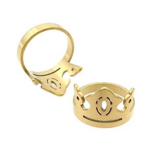 Stainless Steel Rings Crown Gold Plated, approx 15mm, 18mm dia [SSB2788]