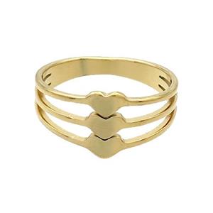 Stainless Steel Rings Heart Gold Plated, approx 9mm, 18mm dia [SSB2790]