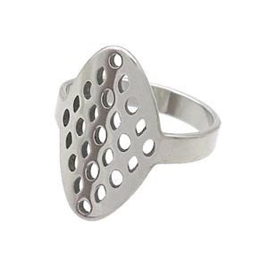 Stainless Steel ring, platinum plated, approx 13-20mm, 18mm dia [SSB2791]