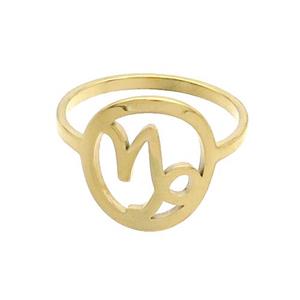 Stainless Steel Rings Virgo Zodiac Gold Plated, approx 13-14mm, 18mm dia [SSB2796]