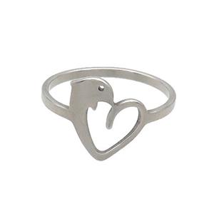Raw Stainless Steel Rings Dolphin, approx 12mm, 18mm dia [SSB2805]