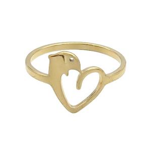 Stainless Steel Rings Dolphin Gold Plated, approx 12mm, 18mm dia [SSB2806]