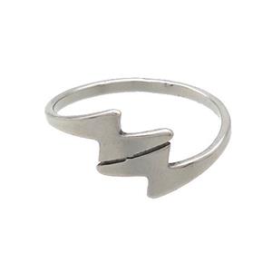 Raw Stainless Steel Rings Lightning Symbols, approx 8-10mm, 18mm dia [SSB2809]