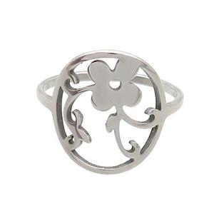 Raw Stainless Steel Rings Flower, approx 14-16mm, 18mm dia [SSB2811]