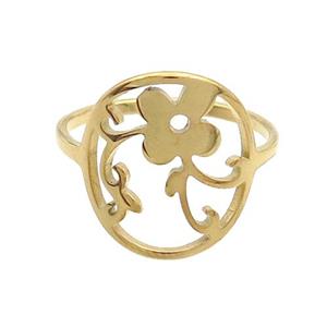 Stainless Steel Rings Flower Gold Plated, approx 14-16mm, 18mm dia [SSB2812]