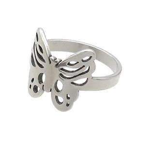 Raw Stainless Steel Rings Butterfly, approx 15mm, 18mm dia [SSB2815]