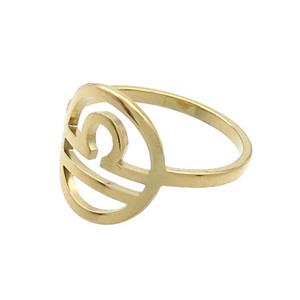Stainless Steel Rings Zodiac Libra Gold Plated, approx 13-14mm, 18mm dia [SSB2818]