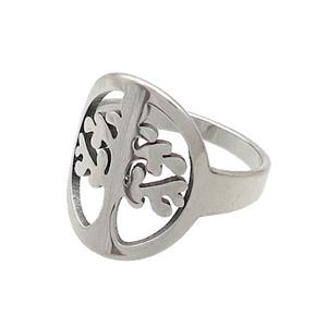 Raw Stainless Steel Rings Tree Of Life, approx 16-18mm, 18mm dia [SSB2821]