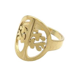 Stainless Steel Rings Tree Of Life Gold Plated, approx 16-18mm, 18mm dia [SSB2822]
