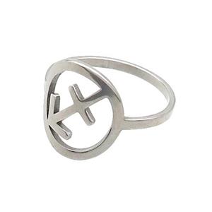 Raw Stainless Steel Rings Zodiac Sagittarius, approx 13-14mm, 18mm dia [SSB2823]