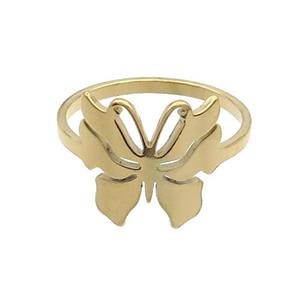 Stainless Steel Rings Butterfly Gold Plated, approx 14mm, 18mm dia [SSB2826]