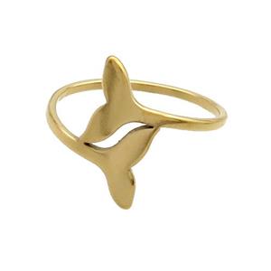 Stainless Steel Rings Sharktail Gold Plated, approx 9-16mm, 18mm dia [SSB2834]