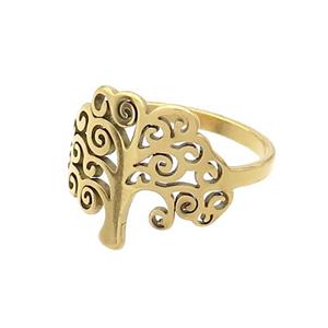 Stainless Steel Rings Tree Gold Plated, approx 15-18mm, 18mm dia [SSB2848]