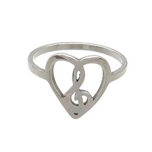 Raw Stainless Steel Rings Musical Notes, approx 11-12.5mm, 18mm dia [SSB2851]