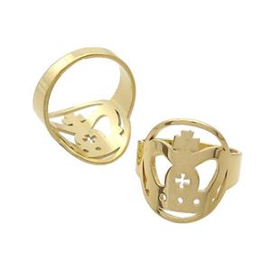 Stainless Steel Rings Crown Gold Plated, approx 16-18mm, 18mm dia [SSB2856]