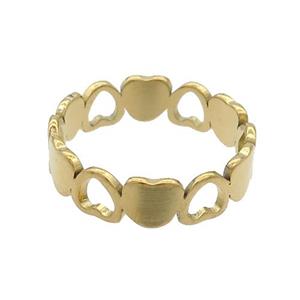 Stainless Steel Rings Heart Gold Plated, approx 5mm, 18mm dia [SSB2858]