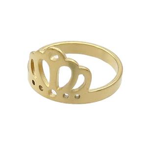 Stainless Steel Crown Rings Gold Plated, approx 12-13mm, 18mm dia [SSB2860]