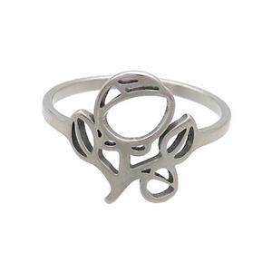 Raw Stainless Steel Rings Flower, approx 13mm, 18mm dia [SSB2863]