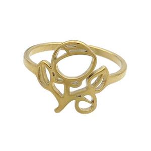 Stainless Steel Rings Flower Gold Plated, approx 13mm, 18mm dia [SSB2864]