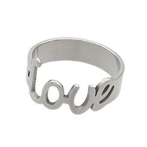 Raw Stainless Steel Rings LOVE, approx 6mm, 18mm dia [SSB2865]