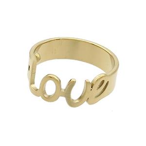 Stainless Steel Rings LOVE Gold Plated, approx 6mm, 18mm dia [SSB2866]