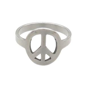 Raw Stainless Steel Rings Peace Signs, approx 12-13mm, 18mm dia [SSB2867]