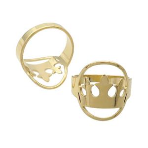 Stainless Steel Rings Crown Gold Plated, approx 16-18mm, 18mm dia [SSB2870]