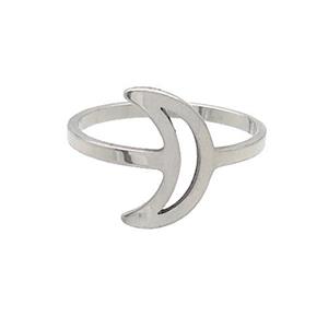 Raw Stainless Steel Rings Moon, approx 8-13mm, 18mm dia [SSB2879]
